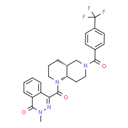 ChemSpider 2D Image | 2-Methyl-4-{[(4aR,8aS)-6-[4-(trifluoromethyl)benzoyl]octahydro-1,6-naphthyridin-1(2H)-yl]carbonyl}-1(2H)-phthalazinone | C26H25F3N4O3