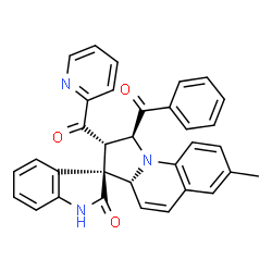 ChemSpider 2D Image | (1'S,2'S,3R,3a'R)-1'-Benzoyl-7'-methyl-2'-(2-pyridinylcarbonyl)-1',2'-dihydro-3a'H-spiro[indole-3,3'-pyrrolo[1,2-a]quinolin]-2(1H)-one | C33H25N3O3