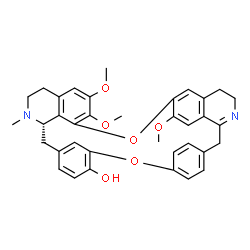 ChemSpider 2D Image | (21S)-10,14,15-Trimethoxy-20-methyl-12,28-dioxa-4,20-diazaheptacyclo[27.2.2.1~7,11~.1~13,17~.1~23,27~.0~3,8~.0~21,35~]hexatriaconta-1(31),3,7(36),8,10,13(35),14,16,23(34),24,26,29,32-tridecaen-26-ol | C36H36N2O6