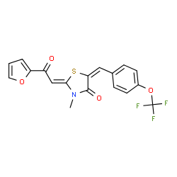 ChemSpider 2D Image | (2Z,5E)-2-[2-(2-Furyl)-2-oxoethylidene]-3-methyl-5-[4-(trifluoromethoxy)benzylidene]-1,3-thiazolidin-4-one | C18H12F3NO4S