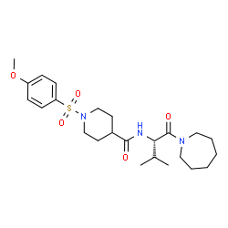 ChemSpider 2D Image | N-[(2S)-1-(1-Azepanyl)-3-methyl-1-oxo-2-butanyl]-1-[(4-methoxyphenyl)sulfonyl]-4-piperidinecarboxamide | C24H37N3O5S