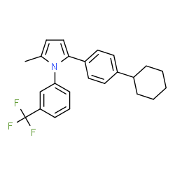 ChemSpider 2D Image | 2-(4-Cyclohexylphenyl)-5-methyl-1-[3-(trifluoromethyl)phenyl]-1H-pyrrole | C24H24F3N