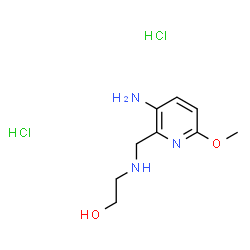 ChemSpider 2D Image | 2-{[(3-Amino-6-methoxy-2-pyridinyl)methyl]amino}ethanol dihydrochloride | C9H17Cl2N3O2