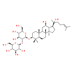 ChemSpider 2D Image | (3beta,9xi,12beta,20R)-12,20-Dihydroxydammar-24-en-3-yl 2-O-beta-D-glucopyranosyl-beta-D-glucopyranoside | C42H72O13