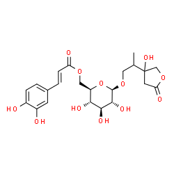 ChemSpider 2D Image | 2-(3-Hydroxy-5-oxotetrahydro-3-furanyl)propyl 6-O-[(2E)-3-(3,4-dihydroxyphenyl)-2-propenoyl]-beta-D-glucopyranoside | C22H28O12