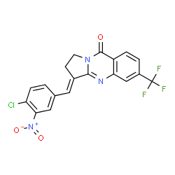 ChemSpider 2D Image | (3E)-3-(4-Chloro-3-nitrobenzylidene)-6-(trifluoromethyl)-2,3-dihydropyrrolo[2,1-b]quinazolin-9(1H)-one | C19H11ClF3N3O3