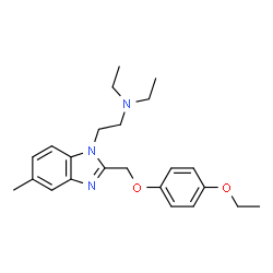 ChemSpider 2D Image | 2-{2-[(4-Ethoxyphenoxy)methyl]-5-methyl-1H-benzimidazol-1-yl}-N,N-diethylethanamine | C23H31N3O2