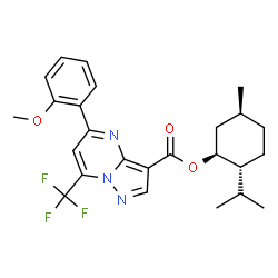 ChemSpider 2D Image | (1S,2R,5S)-2-Isopropyl-5-methylcyclohexyl 5-(2-methoxyphenyl)-7-(trifluoromethyl)pyrazolo[1,5-a]pyrimidine-3-carboxylate | C25H28F3N3O3