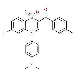 ChemSpider 2D Image | {4-[4-(Dimethylamino)phenyl]-6-fluoro-1,1-dioxido-4H-1,4-benzothiazin-2-yl}(4-methylphenyl)methanone | C24H21FN2O3S