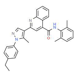 ChemSpider 2D Image | N-(2,6-Dimethylphenyl)-2-[1-(4-ethylphenyl)-5-methyl-1H-pyrazol-4-yl]-4-quinolinecarboxamide | C30H28N4O