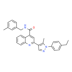 ChemSpider 2D Image | 2-[1-(4-Ethylphenyl)-5-methyl-1H-pyrazol-4-yl]-N-(3-methylbenzyl)-4-quinolinecarboxamide | C30H28N4O