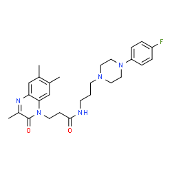 ChemSpider 2D Image | N-{3-[4-(4-Fluorophenyl)-1-piperazinyl]propyl}-3-(3,6,7-trimethyl-2-oxo-1(2H)-quinoxalinyl)propanamide | C27H34FN5O2