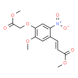 ChemSpider 2D Image | Methyl (2E)-3-[5-methoxy-4-(2-methoxy-2-oxoethoxy)-2-nitrophenyl]acrylate | C14H15NO8