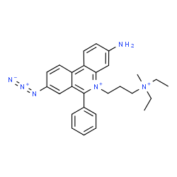 ChemSpider 2D Image | 3-Amino-8-azido-5-{3-[diethyl(methyl)ammonio]propyl}-6-phenylphenanthridinium | C27H33N6
