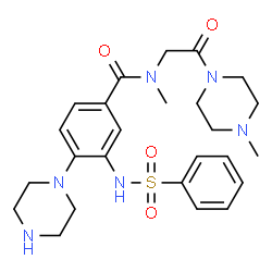 ChemSpider 2D Image | N-Methyl-N-[2-(4-methyl-1-piperazinyl)-2-oxoethyl]-3-[(phenylsulfonyl)amino]-4-(1-piperazinyl)benzamide | C25H34N6O4S