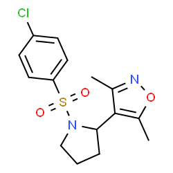 ChemSpider 2D Image | 4-{1-[(4-Chlorophenyl)sulfonyl]-2-pyrrolidinyl}-3,5-dimethyl-1,2-oxazole | C15H17ClN2O3S