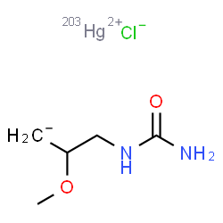 ChemSpider 2D Image | Mercury-203Hg, [3-[(aminocarbonyl)amino]-2-methoxypropyl-C1,O3]chloro- | C5H11ClHgN2O2
