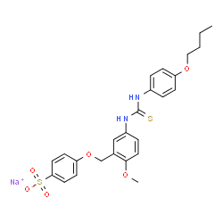 ChemSpider 2D Image | Sodium 4-[(5-{[(4-butoxyphenyl)carbamothioyl]amino}-2-methoxybenzyl)oxy]benzenesulfonate | C25H27N2NaO6S2