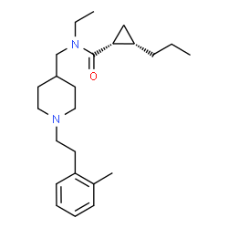 ChemSpider 2D Image | (1R,2S)-N-Ethyl-N-({1-[2-(2-methylphenyl)ethyl]-4-piperidinyl}methyl)-2-propylcyclopropanecarboxamide | C24H38N2O