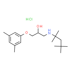 ChemSpider 2D Image | 1-(3,5-Dimethylphenoxy)-3-[(2,4,4-trimethyl-2-pentanyl)amino]-2-propanol hydrochloride (1:1) | C19H34ClNO2