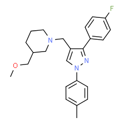 ChemSpider 2D Image | 1-{[3-(4-Fluorophenyl)-1-(4-methylphenyl)-1H-pyrazol-4-yl]methyl}-3-(methoxymethyl)piperidine | C24H28FN3O