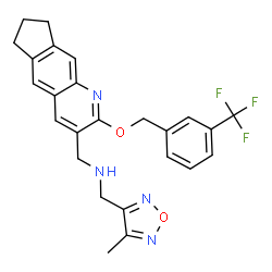 ChemSpider 2D Image | 1-(4-Methyl-1,2,5-oxadiazol-3-yl)-N-[(2-{[3-(trifluoromethyl)benzyl]oxy}-7,8-dihydro-6H-cyclopenta[g]quinolin-3-yl)methyl]methanamine | C25H23F3N4O2