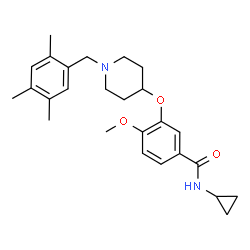 ChemSpider 2D Image | N-Cyclopropyl-4-methoxy-3-{[1-(2,4,5-trimethylbenzyl)-4-piperidinyl]oxy}benzamide | C26H34N2O3