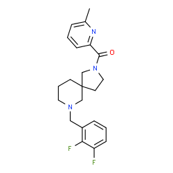 ChemSpider 2D Image | [7-(2,3-Difluorobenzyl)-2,7-diazaspiro[4.5]dec-2-yl](6-methyl-2-pyridinyl)methanone | C22H25F2N3O