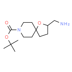 ChemSpider 2D Image | tert-Butyl-2-(aminomethyl)-1-oxa-8-azaspiro[4.5]decan-8-carboxylat | C14H26N2O3