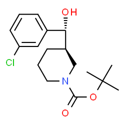 ChemSpider 2D Image | tert-Butyl-(3R)-3-[(R)-(3-chlorphenyl)(hydroxy)methyl]piperidin-1-carboxylat | C17H24ClNO3