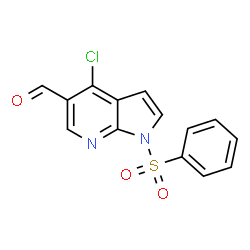 ChemSpider 2D Image | 4-Chloro-1-(phenylsulfonyl)-1H-pyrrolo[2,3-b]pyridine-5-carbaldehyde | C14H9ClN2O3S
