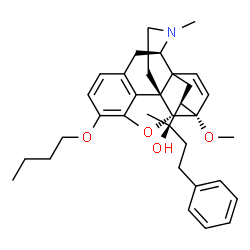 ChemSpider 2D Image | (2R)-2-[(5alpha,18R)-3-Butoxy-6-methoxy-17-methyl-7,8-didehydro-18,19-dihydro-4,5-epoxy-6,14-ethenomorphinan-18-yl]-4-phenyl-2-butanol | C34H43NO4
