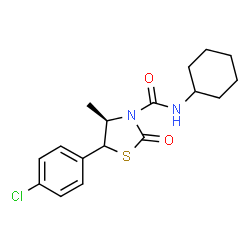ChemSpider 2D Image | (4R)-5-(4-Chlorophenyl)-N-cyclohexyl-4-methyl-2-oxo-1,3-thiazolidine-3-carboxamide | C17H21ClN2O2S