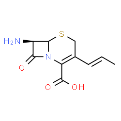 ChemSpider 2D Image | (6 R ,7 R ) - 7-amimo-8-oxo-3-(1-propenyl)-5-thia-1-azabicylo[4.2.0]oct-2-ene-2-carboxylic acid | C10H12N2O3S