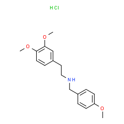 ChemSpider 2D Image | 2-(3,4-Dimethoxyphenyl)-N-(4-methoxybenzyl)ethanamine hydrochloride (1:1) | C18H24ClNO3