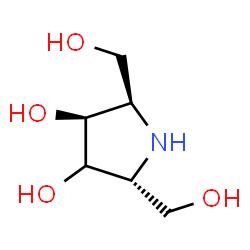 ChemSpider 2D Image | (2R,3S,5R)-2,5-Bis(hydroxymethyl)-3,4-pyrrolidinediol | C6H13NO4