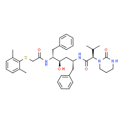 ChemSpider 2D Image | (2R)-N-[(2R,4R,5R)-5-({[(2,6-Dimethylphenyl)sulfanyl]acetyl}amino)-4-hydroxy-1,6-diphenyl-2-hexanyl]-3-methyl-2-(2-oxotetrahydro-1(2H)-pyrimidinyl)butanamide | C37H48N4O4S