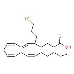 ChemSpider 2D Image | (6E,8Z,11Z,14Z)-5-(3-Sulfanylpropyl)-6,8,11,14-icosatetraenoic acid | C23H38O2S