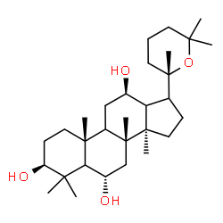 ChemSpider 2D Image | (3beta,5xi,6alpha,9xi,12beta,13xi,17xi)-20,25-Epoxydammarane-3,6,12-triol | C30H52O4