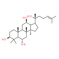 ChemSpider 2D Image | (3beta,5xi,6alpha,9xi,12beta,13xi,17xi,20R)-Dammar-24-ene-3,6,12,20-tetrol | C30H52O4