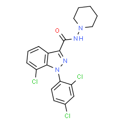 ChemSpider 2D Image | 7-Chloro-1-(2,4-dichlorophenyl)-N-(1-piperidinyl)-1H-indazole-3-carboxamide | C19H17Cl3N4O