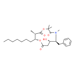 ChemSpider 2D Image | (5S,6S,10R,11S)-5-Benzyl-10-heptyl-6-hydroxy-2,2,4,11-tetramethyl-1,9-dioxa-4-azacyclododecane-3,8,12-trione | C27H41NO6