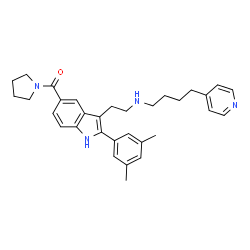 ChemSpider 2D Image | [2-(3,5-Dimethylphenyl)-3-(2-{[4-(4-pyridinyl)butyl]amino}ethyl)-1H-indol-5-yl](1-pyrrolidinyl)methanone | C32H38N4O