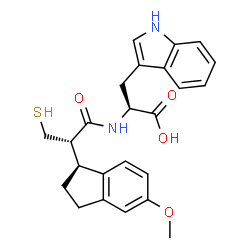 ChemSpider 2D Image | N-{(2S)-2-[(1S)-5-Methoxy-2,3-dihydro-1H-inden-1-yl]-3-sulfanylpropanoyl}-L-tryptophan | C24H26N2O4S