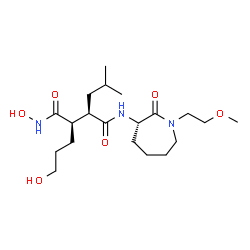 ChemSpider 2D Image | (2R,3R)-N~1~-Hydroxy-2-(3-hydroxypropyl)-3-isobutyl-N~4~-[(3S)-1-(2-methoxyethyl)-2-oxo-3-azepanyl]succinamide | C20H37N3O6