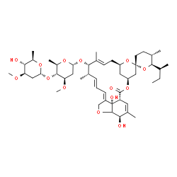 ChemSpider 2D Image | (1'R,2R,4'S,5S,6R,8'R,10'E,12'S,13'S,14'E,16'E,21'R,24'S)-6-[(2S)-2-Butanyl]-21',24'-dihydroxy-5,11',13',22'-tetramethyl-2'-oxo-3,4,5,6-tetrahydrospiro[pyran-2,6'-[3,7,19]trioxatetracyclo[15.6.1.1~4,8
~.0~20,24~]pentacosa[10,14,16,22]tetraen]-12'-yl 2,6-dideoxy-4-O-(2,6-dideoxy-3-O-methyl-alpha-D-arabino-hexopyranosyl)-3-O-methyl-alpha-D-arabino-hexopyranoside | C48H74O14