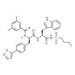 ChemSpider 2D Image | N-(3,5-Dimethylbenzoyl)-N-methyl-4-(1,2-oxazol-5-yl)-D-phenylalanyl-N-(butylsulfonyl)-L-tryptophanamide | C37H41N5O6S