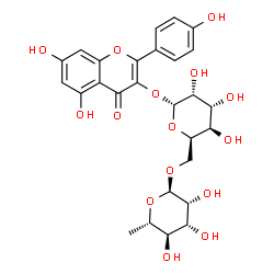 ChemSpider 2D Image | 5,7-Dihydroxy-2-(4-hydroxyphenyl)-4-oxo-4H-chromen-3-yl 6-O-(6-deoxy-alpha-L-mannopyranosyl)-alpha-D-gulopyranoside | C27H30O15
