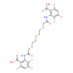 ChemSpider 2D Image | 2,2'-{Oxybis[2,1-ethanediyloxy(1-oxo-2,1-ethanediyl)imino]}bis(3,4,6-triiodobenzoic acid) | C22H18I6N2O9