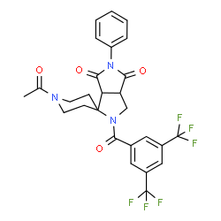 ChemSpider 2D Image | 1-Acetyl-2'-[3,5-bis(trifluoromethyl)benzoyl]-5'-phenyldihydro-2'H-spiro[piperidine-4,1'-pyrrolo[3,4-c]pyrrole]-4',6'(3'H,5'H)-dione | C27H23F6N3O4